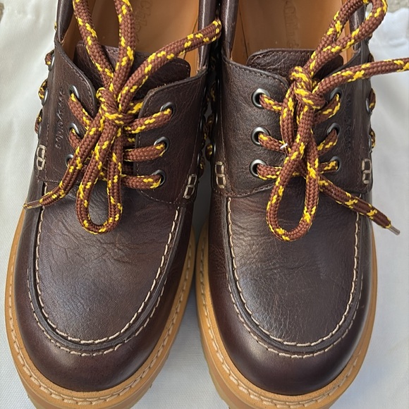 See By Chloe Leather Platform Lace Up Loafers Brown/Tan Size 8.5 New in Box - Picture 15 of 15